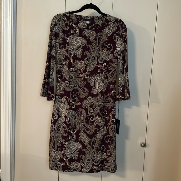 Tommy Hilfiger Paisley Bell Sleeve A-Line Dress Size 8 NWT - Picture 1 of 3